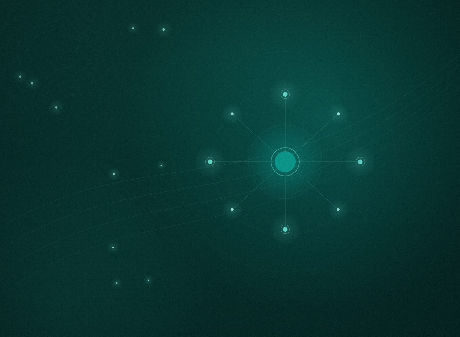 Abstract hub-and-spoke network representing an AI agent orchestrating connected systems