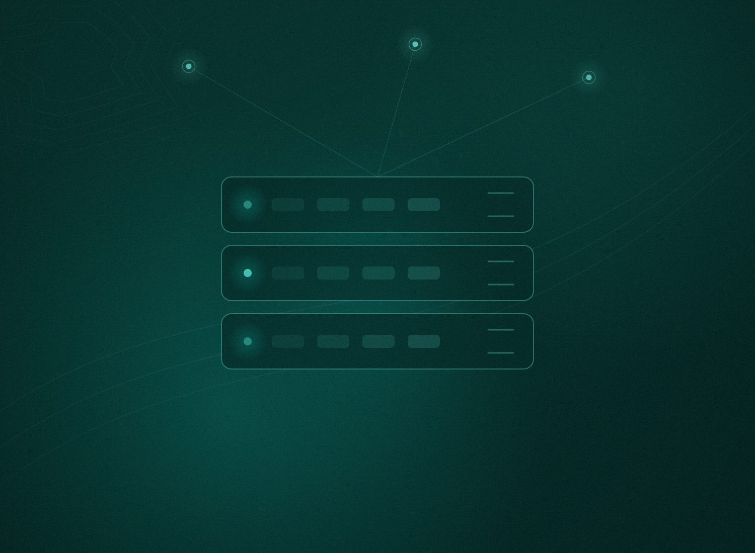 Abstract server stack with glowing status indicators, representing managed cloud hosting