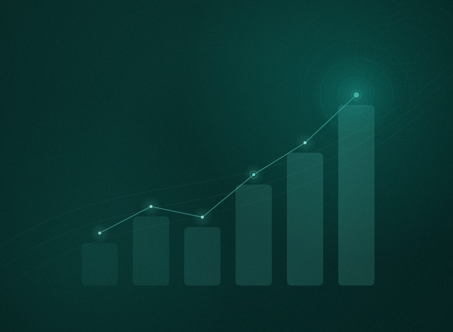 Abstract rising ranking bars and search ripples, representing SEO growth