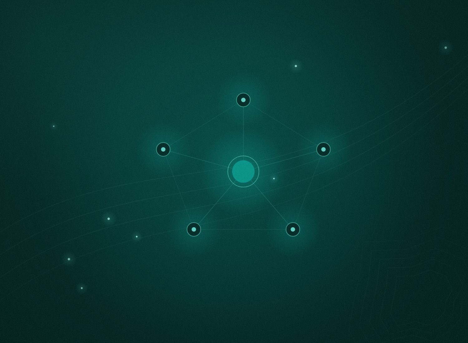 Abstract five connected pillars around a central hub, representing Rhino Automations services working as one team